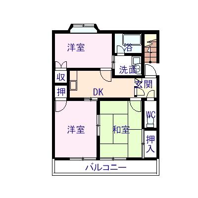 オリエンス龍田 A棟(3DK/1階)の間取り写真