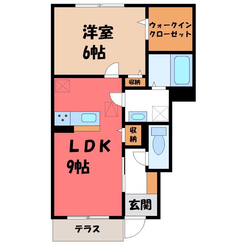 アロッジオ城川(1LDK/1階)の間取り写真