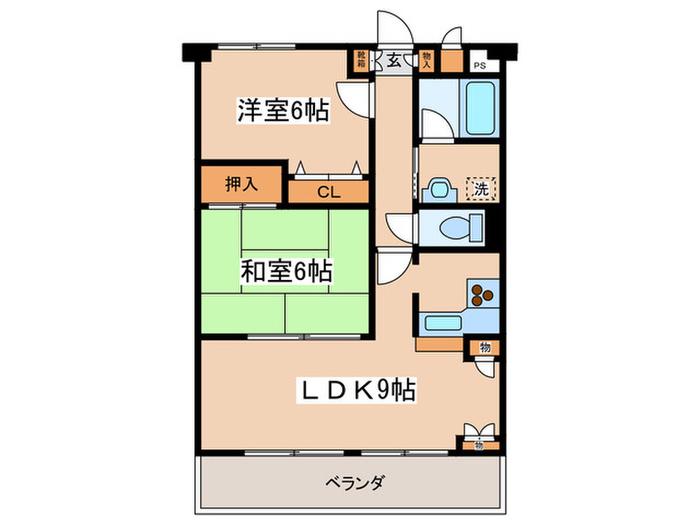 アーク本厚木(2LDK/6階)の間取り写真