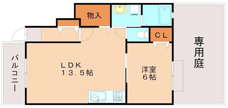 SUN HEALI サンヒール(1LDK/1階)の間取り写真