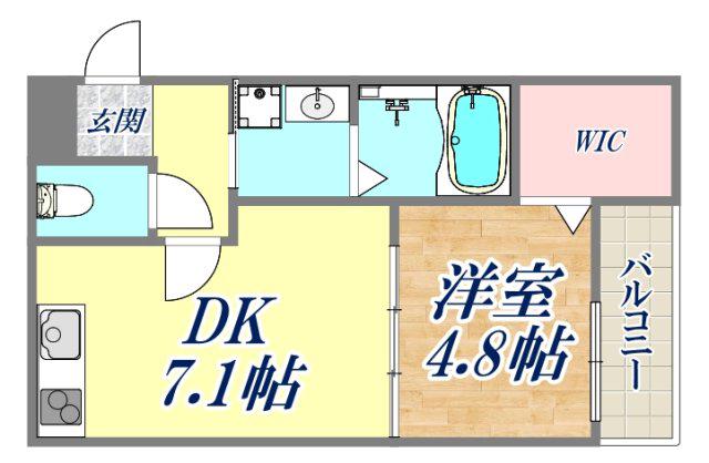 フジパレス夙川香櫨園ノース(1DK/1階)の間取り写真