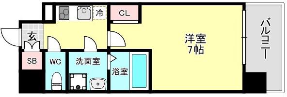 CRESTTAPP野田(1K/7階)の間取り写真