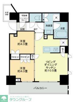 ライオンズ千代田岩本町ミレス-KDA(2LDK/10階)の間取り写真