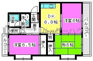 アーバンハイツ渡辺(3DK/2階)の間取り写真