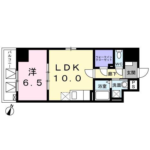 クラッテーロ相模が丘(1LDK/6階)の間取り写真