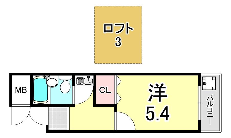 パレス11(1K/3階)の間取り写真