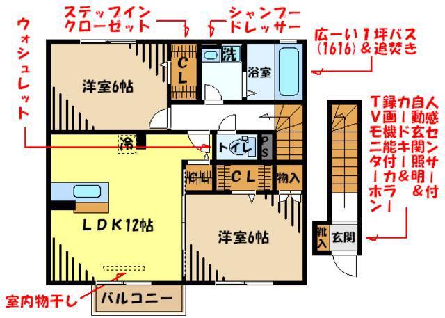 カスターノ(2LDK/2階)の間取り写真