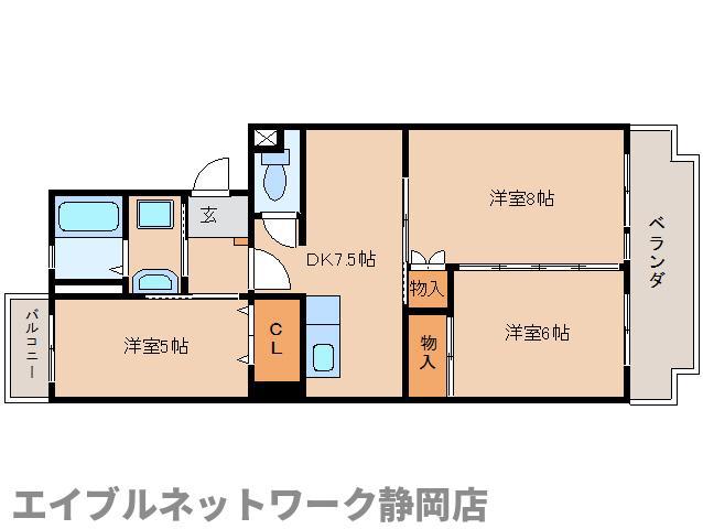 ビューネ松富I(3DK/3階)の間取り写真