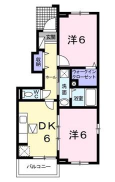 ジェルメ47C(2DK/1階)の間取り写真