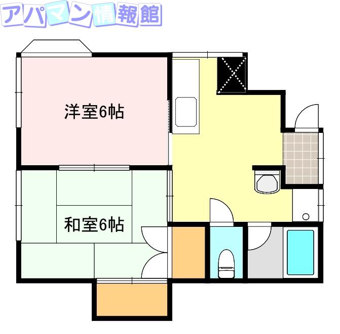 ハウスゆうかり(2K/2階)の間取り写真