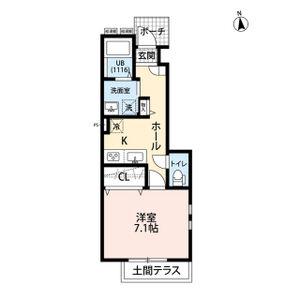 アムール川原田(1K/1階)の間取り写真