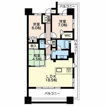 プラウドタワー久屋大通(3LDK/7階)の間取り写真
