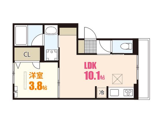 ガーデンアークC(1LDK/1階)の間取り写真