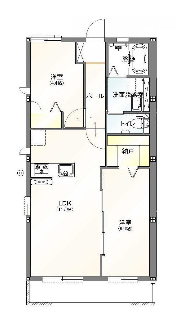 VILLA SOLARE(2LDK/1階)の間取り写真
