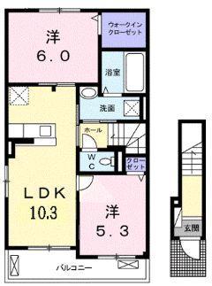 サンソレイユ B(2LDK/1階)の間取り写真