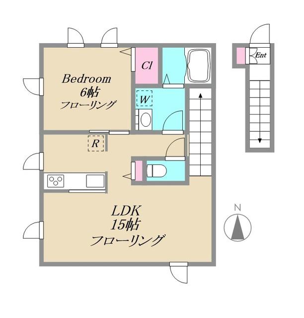 MILLCREEK HIKARI(1LDK/2階)の間取り写真