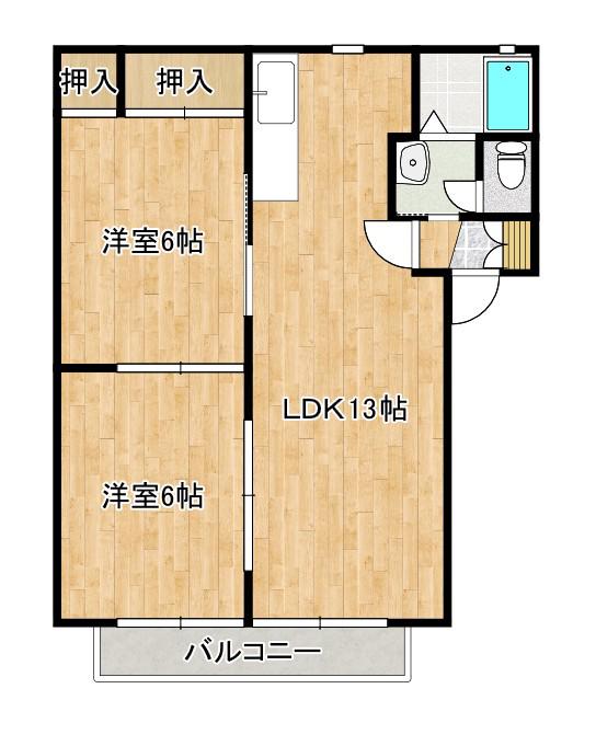 ステイブル三苫(2LDK/2階)の間取り写真