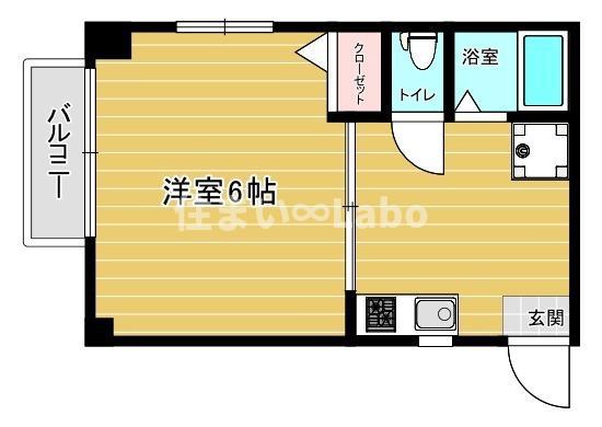 スリム高取(1K/2階)の間取り写真