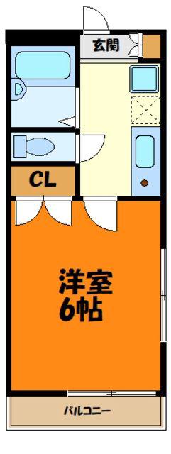 クレスト武蔵小杉(1K/2階)の間取り写真