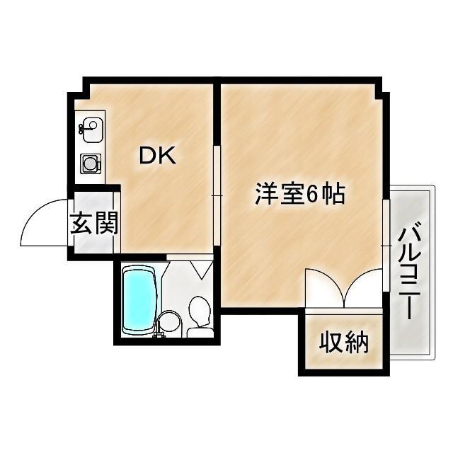 晩成ハイツ関目(1DK/3階)の間取り写真