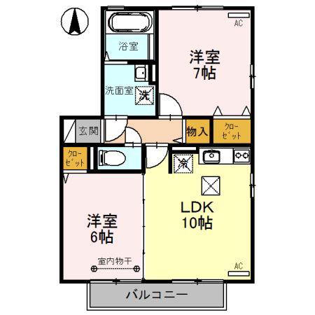 コーポ橘(2LDK/1階)の間取り写真