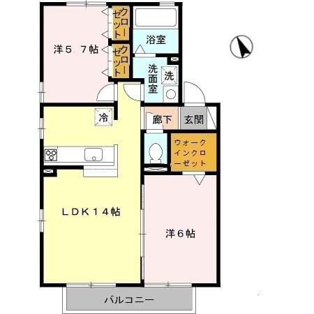 アーバンフォレスト(2LDK/2階)の間取り写真