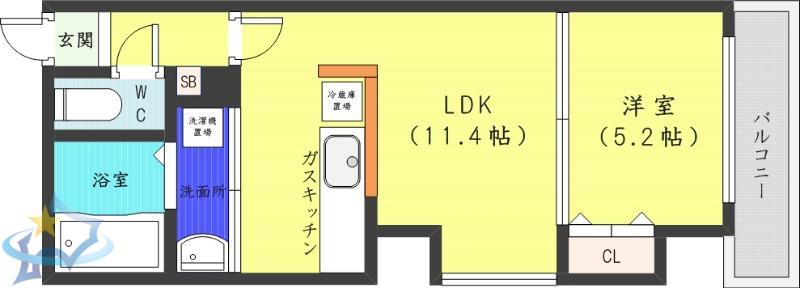アリスマナーBLD(1LDK/8階)の間取り写真