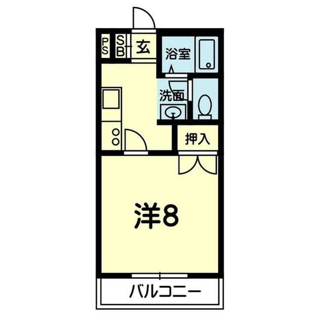 シーサイド保田窪(1K/1階)の間取り写真