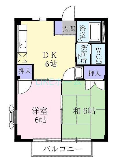 ビラエトワールA(2DK/1階)の間取り写真