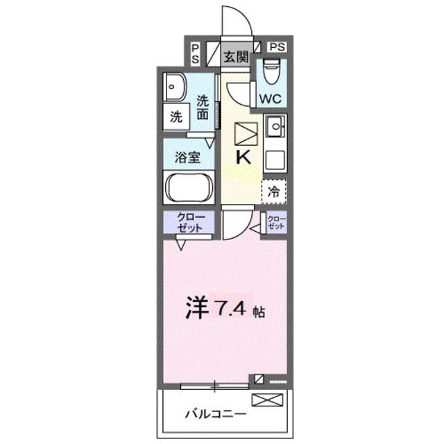 サニー・ブライト 大門(1K/2階)の間取り写真