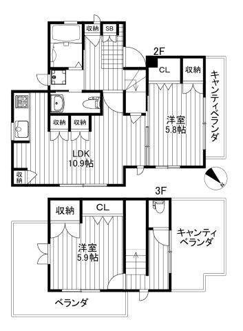 太子堂2丁目メゾン(2LDK/2階)の間取り写真