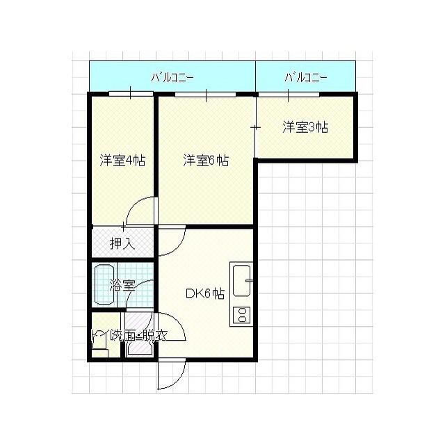 ブルーベイHONJO3(3DK/4階)の間取り写真