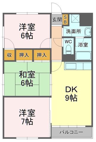カーサアイ(3DK/3階)の間取り写真