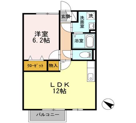 ディーフレア目川(1LDK/1階)の間取り写真