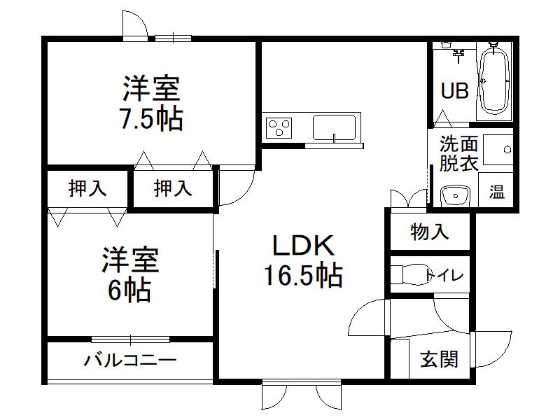 OWLII(2LDK/1階)の間取り写真