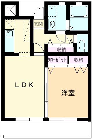 グラン・ブルー・パステルハイム(1LDK/1階)の間取り写真