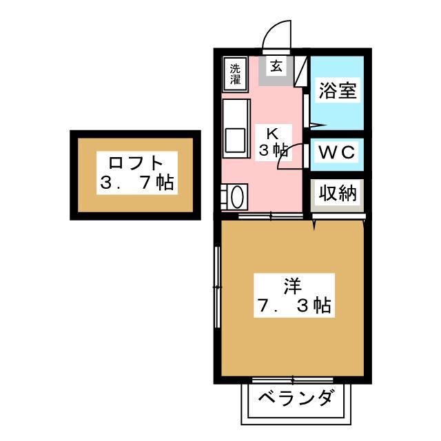 スカイライト大野III(1K/2階)の間取り写真