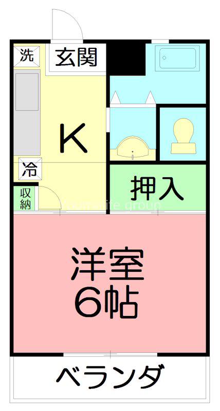 萩原ビル(1K/4階)の間取り写真