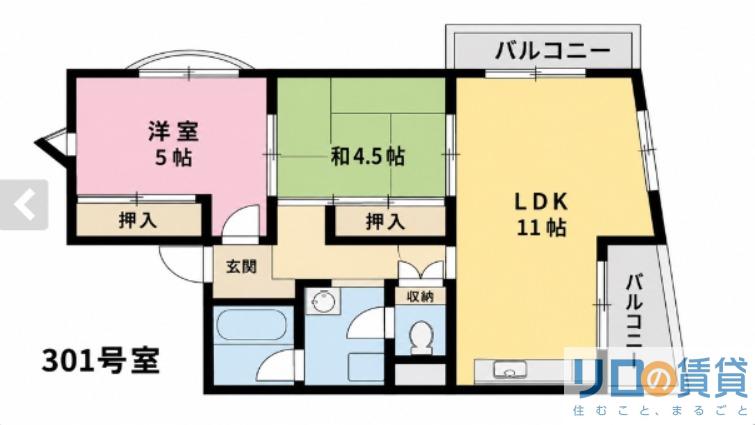 ダフゴ第2マンション(3DK/3階)の間取り写真