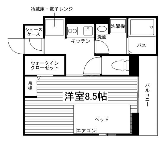 ルミエール栄生(1K/1階)の間取り写真
