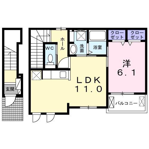 イングルウッド(1LDK/2階)の間取り写真