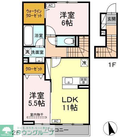 レジデンスK(2LDK/2階)の間取り写真