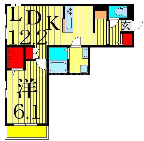 ラピーヌ高砂(1LDK/1階)の間取り写真