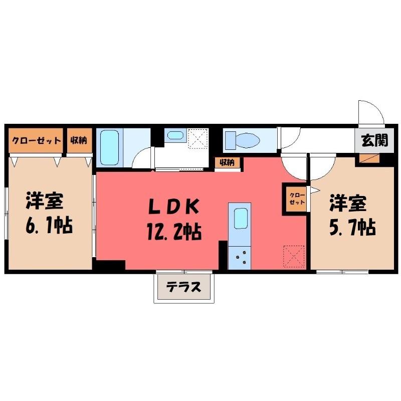 D-LUXE中居町(2LDK/1階)の間取り写真
