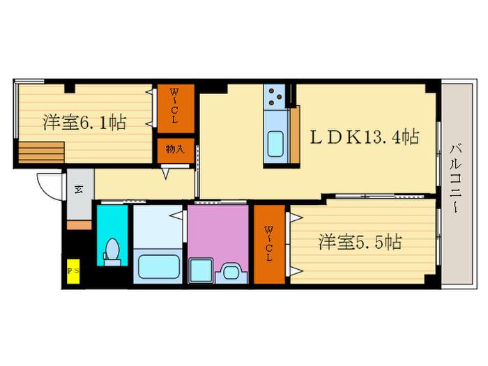 S.CREEK長岡京(2LDK/1階)の間取り写真
