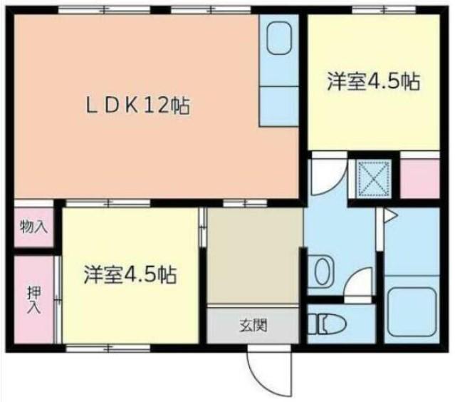 石田コーポ(2LDK/1階)の間取り写真