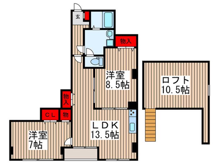 JUNヴィラ栄和(2LDK/4階)の間取り写真