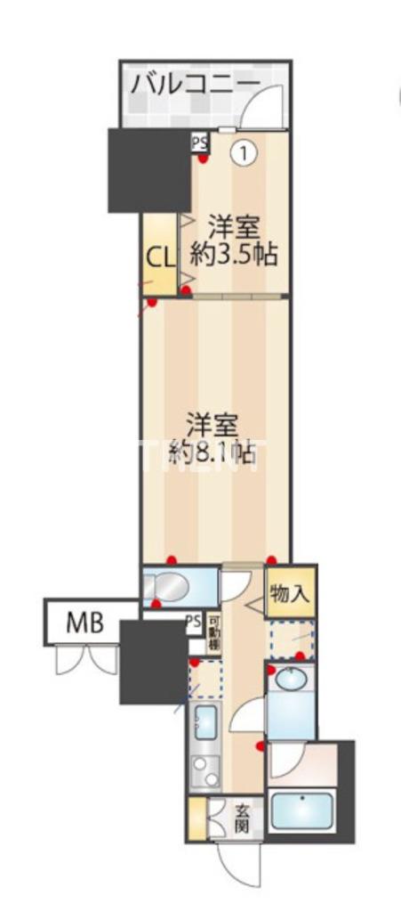 ズーム信濃町(2K/1階)の間取り写真