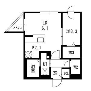 BLANC JENIS N25(1LDK/4階)の間取り写真