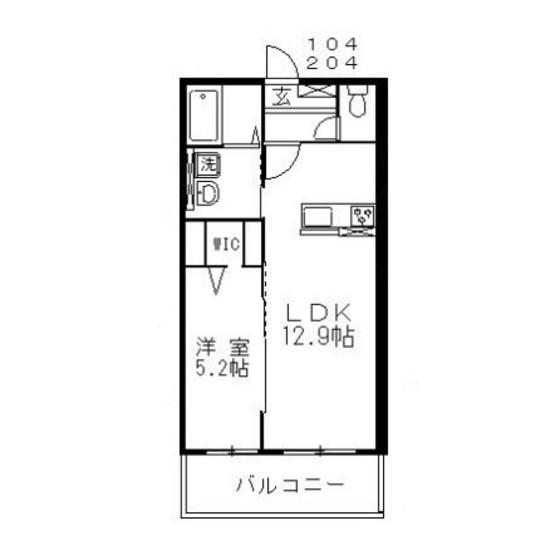 CARINO COURT(1LDK/2階)の間取り写真
